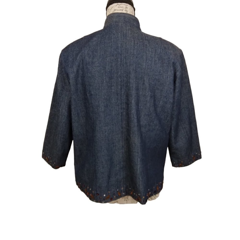 Coldwater Creek | Embellished Denim Embroidered Beaded Jacket | Size PM - Picture 4 of 8